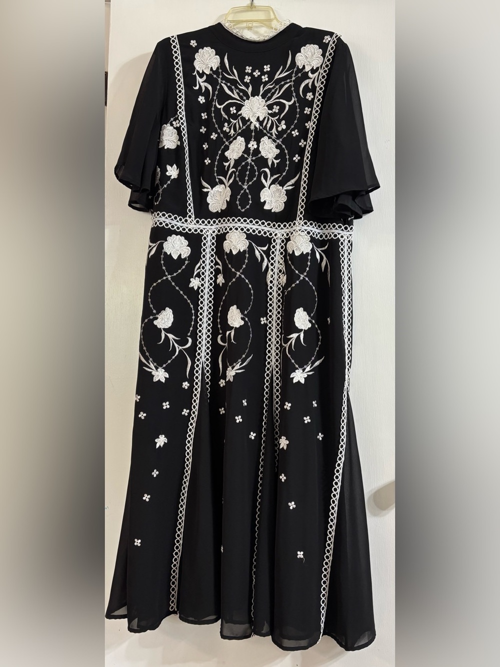 ASOS Black Maxi Dress with White Floral Embroidery